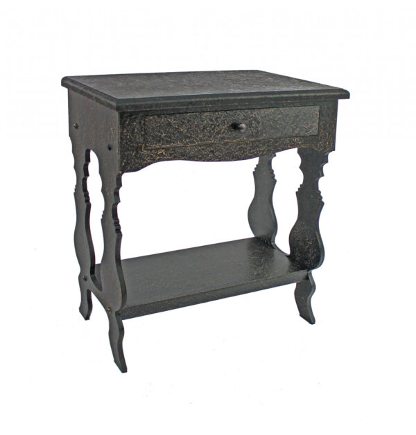 14 x 28 x 29 Black 1 Drawer Vintage Wooden - Accent Table - Image 4