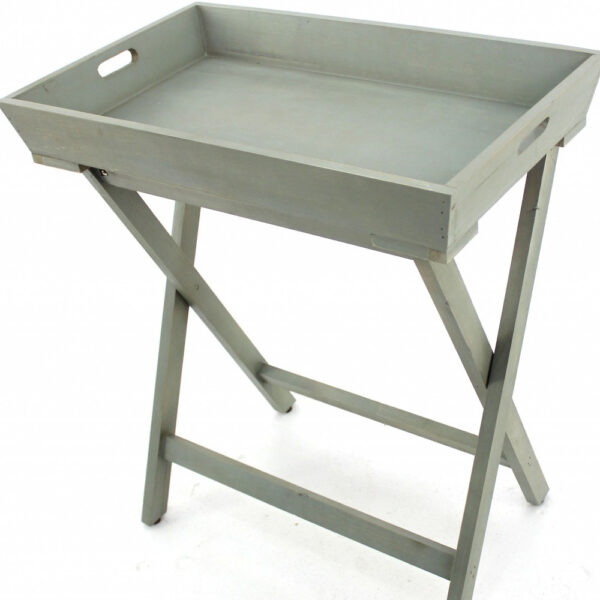 15.5 x 26 x 30 Gray Light Blue Wooden - Serving Table - Image 4