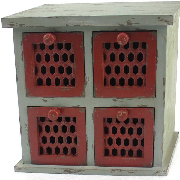 7 x 14 x 12.75 Multi-Color Antiqued 4 Drawer Tabletop  Organizer - Image 4