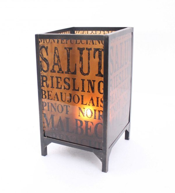 10.25 x 10.25 x 18 BrownVintage Letter Pattern - Candle Holder