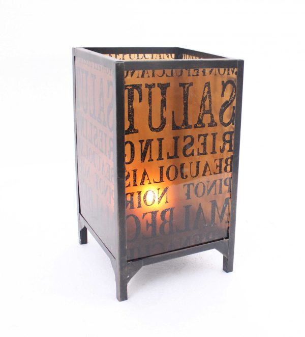 10.25 x 10.25 x 18 BrownVintage Letter Pattern - Candle Holder - Image 3