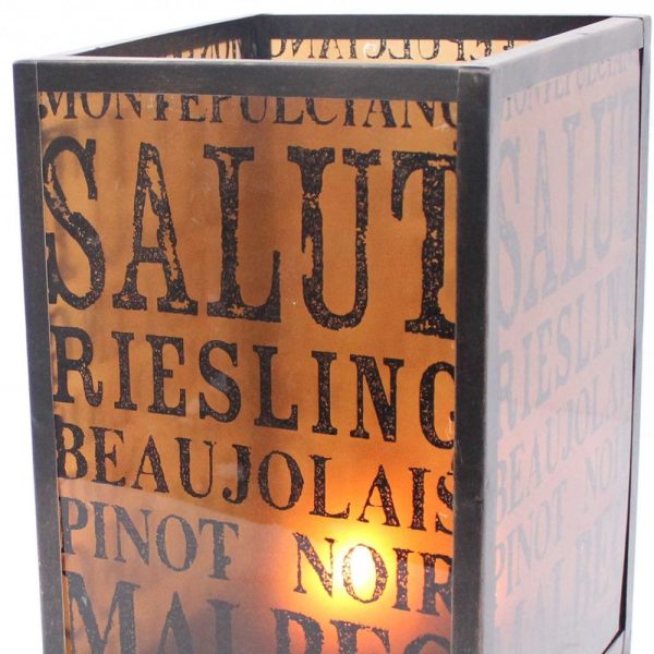 10.25 x 10.25 x 18 BrownVintage Letter Pattern - Candle Holder - Image 4