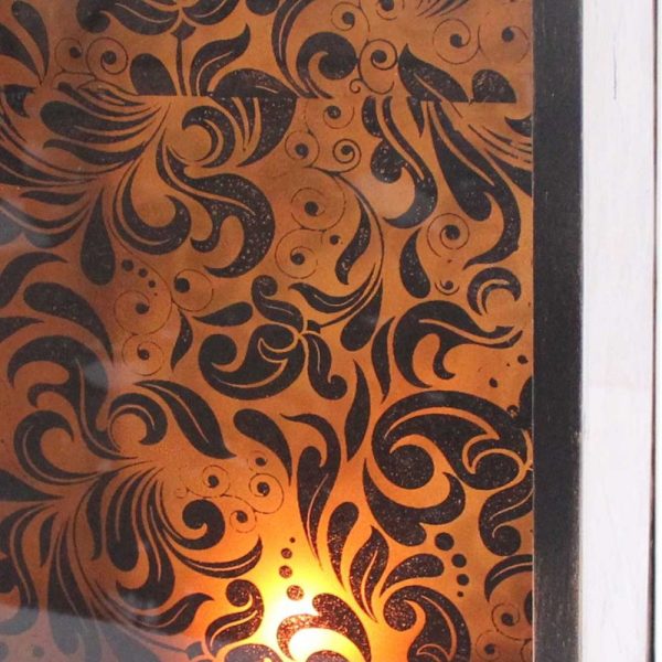 10.25 x 10.25 x 18 Brown Vintage Floral Pattern - Candle Holder - Image 5