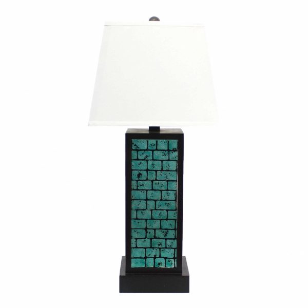 13 x 15 x 30.75 Black Metal With Teal Brick Pattern - Table Lamp - Image 3