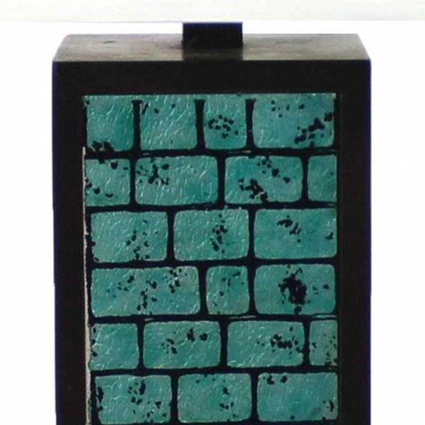 13 x 15 x 30.75 Black Metal With Teal Brick Pattern - Table Lamp - Image 4