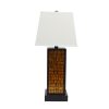 13 x 15 x 30.75 Black Metal With Yellow Brick Pattern - Table Lamp - Image 3