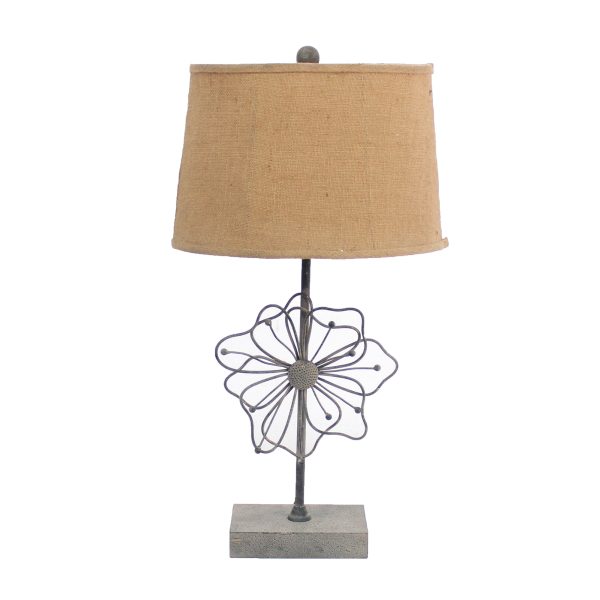 11 x 15 x 27.75 Tan Country Cottage with Blooming Flower Pedestal - Table Lamp - Image 3