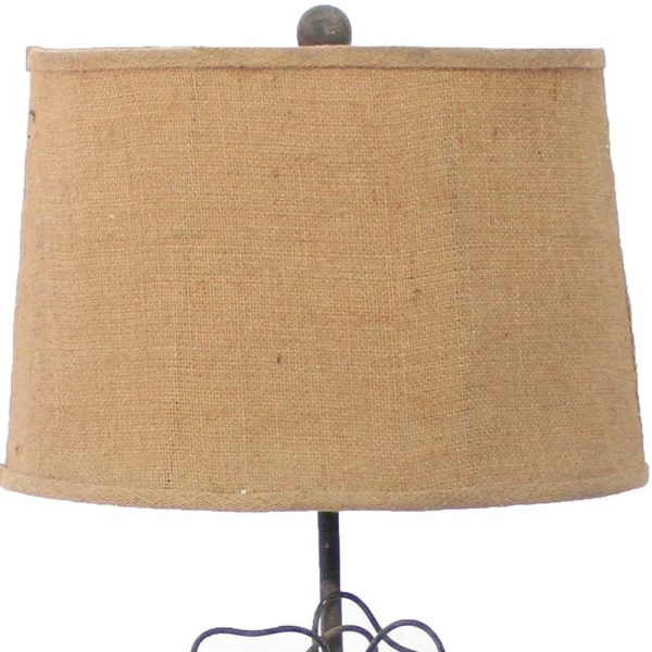 11 x 15 x 27.75 Tan Country Cottage with Blooming Flower Pedestal - Table Lamp - Image 4