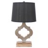 12 x 14 x 25.25 Black Traditional Wooden Linen Shade - Table Lamp