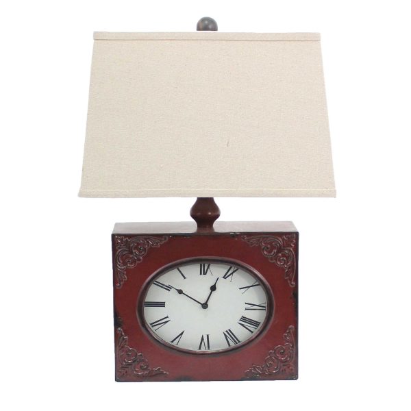 7 x 7 x 22 Red Vintage Metal Clock Base - Table Lamp - Image 3