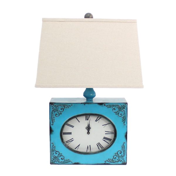 7 x 7 x 22 Blue Vintage Metal Clock Base - Table Lamp - Image 3