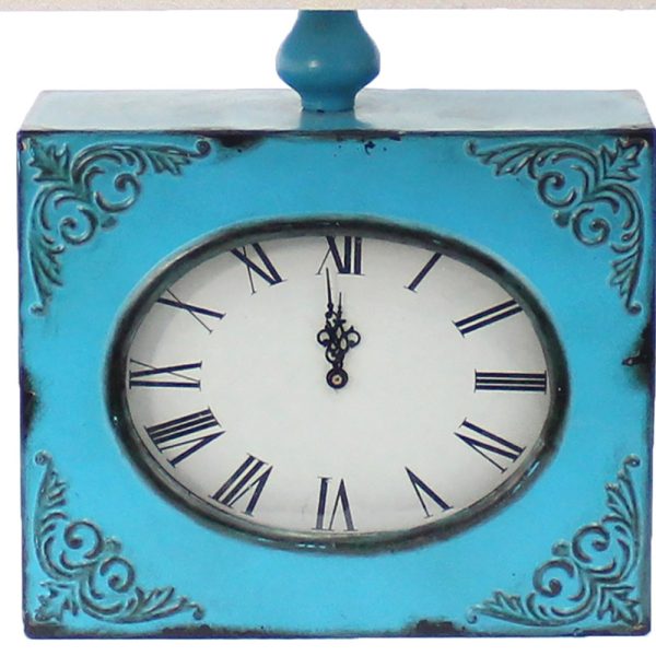 7 x 7 x 22 Blue Vintage Metal Clock Base - Table Lamp - Image 4