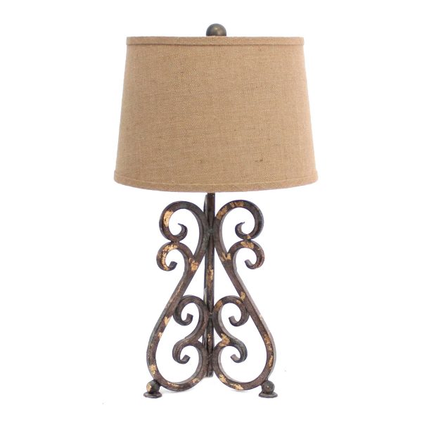 13 x 11 x 23.75 Bronze Vintage Metal Khaki Linen Shade - Table Lamp - Image 3
