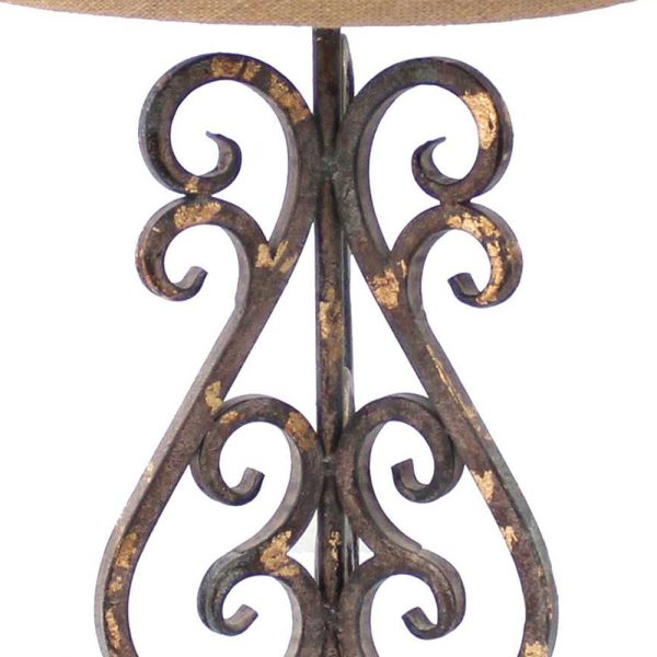 13 x 11 x 23.75 Bronze Vintage Metal Khaki Linen Shade - Table Lamp - Image 4