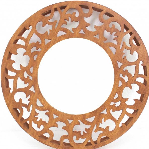 23.5 x 23.5 x 1.75 Brown Traditional Wooden - Wall Mirror - Image 4