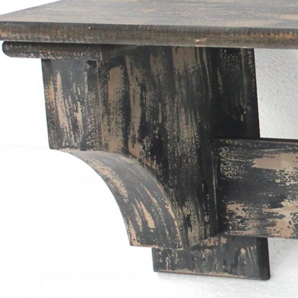 8 x 30 x 9.75 Black Vintage Wooden 4 Metal Hooks - Wall Shelf - Image 5