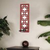 17" x 5" x 6" Red, Vintage Wood, Lattice Mirror - Candle Holder Sconce - Image 2