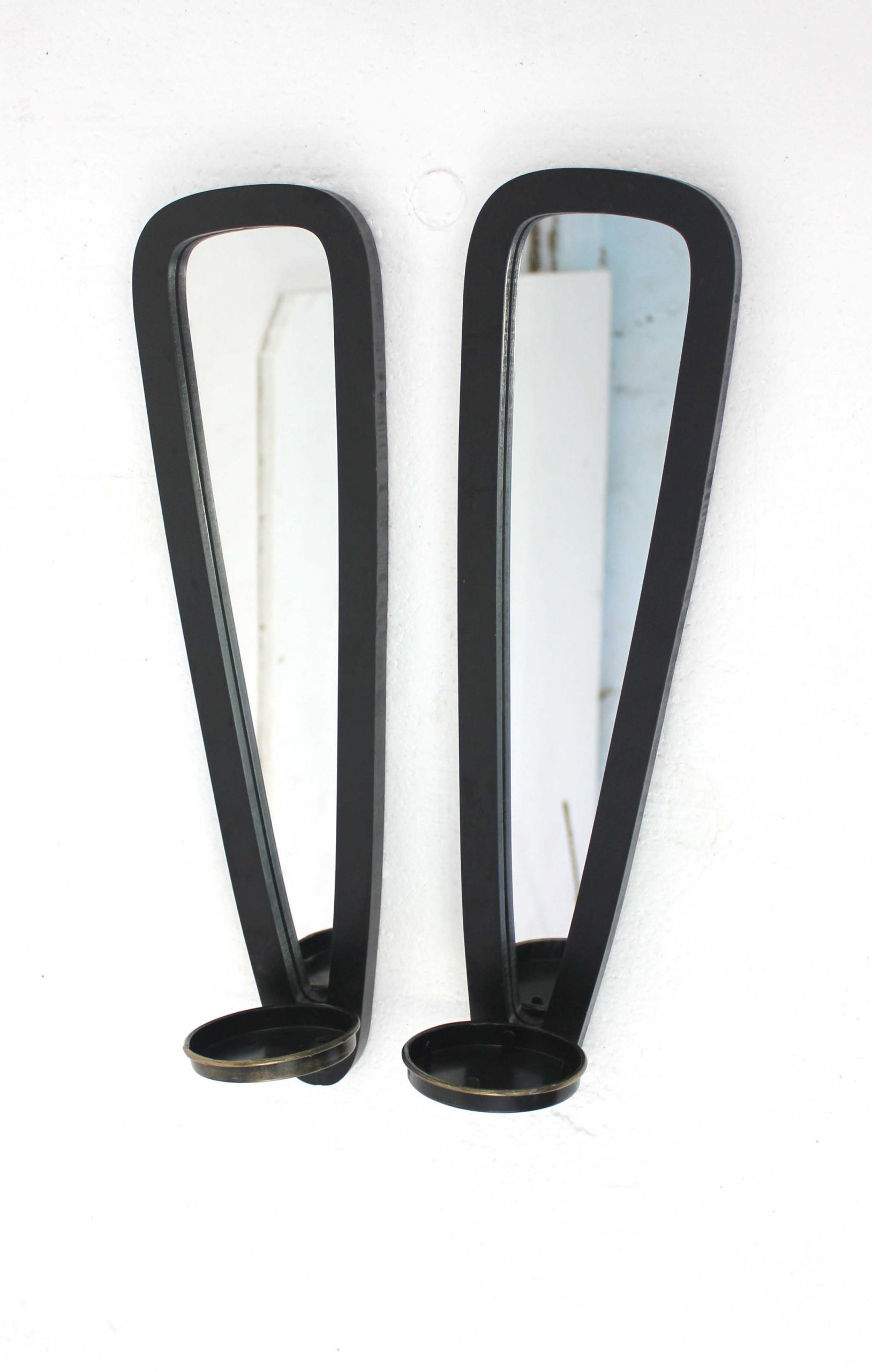 5 x 5.75 x 20.5 Black Wooden - Candle Holder Sconce Set