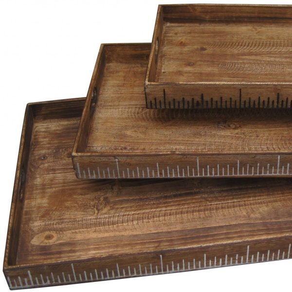 19 X 12 Brown Wood Tray Set - Image 3