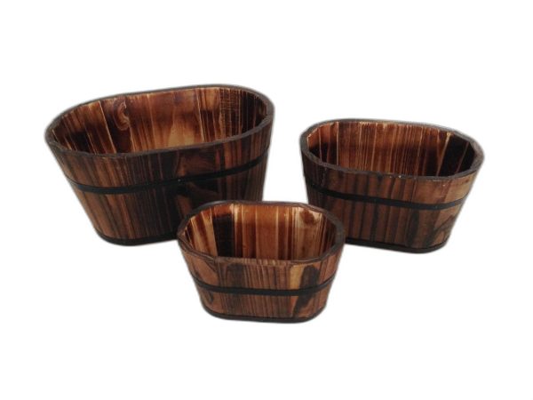 1" x 10" x 7" Brown, Wood Garden Planter - 3 Piece - Image 4