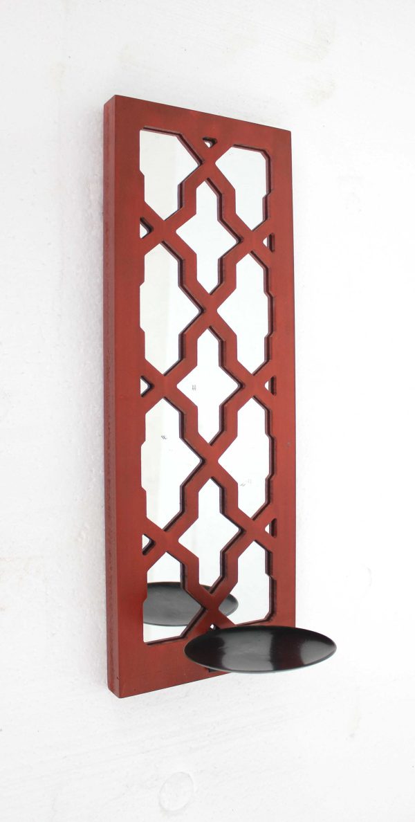 17 x 5 x 6 Red  Mirrored - Candle Holder Sconce - Image 3