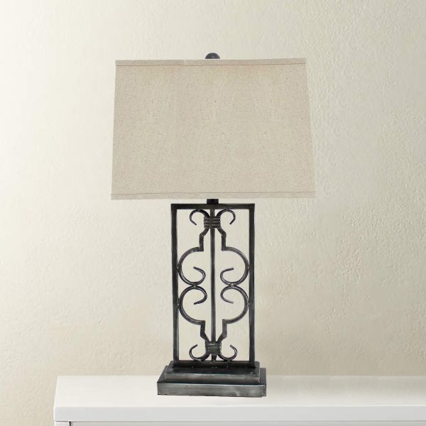 5.5 x 9.25 x 28.75 Gray Industrial With Stacked Metal Pedestal - Table Lamp - Image 2