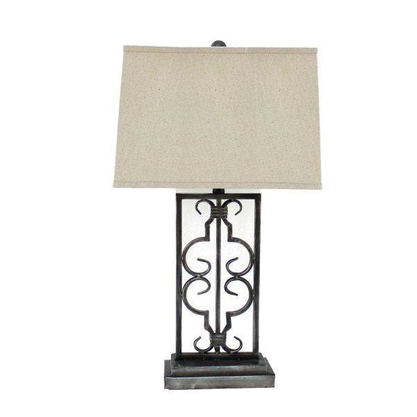 5.5 x 9.25 x 28.75 Gray Industrial With Stacked Metal Pedestal - Table Lamp - Image 3