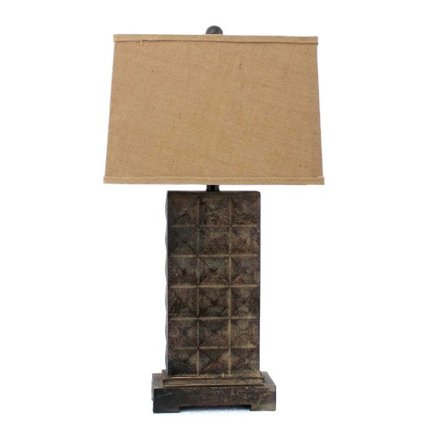 4.75 x 9.5 x 29.5 Brown Vintage With Metal Pedestal - Table Lamp - Image 3