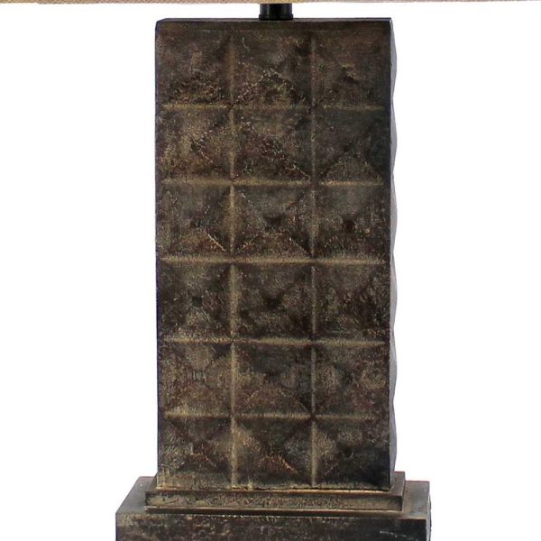 4.75 x 9.5 x 29.5 Brown Vintage With Metal Pedestal - Table Lamp - Image 4