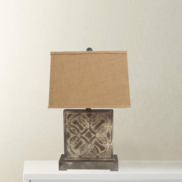 4.75 x 11.75 x 24.75 Brown Vintage with Khaki Linen Shade - Table Lamp - Image 2