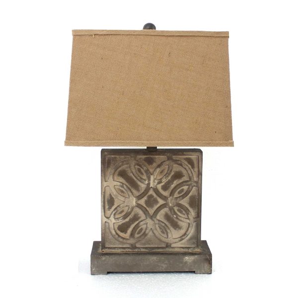 4.75 x 11.75 x 24.75 Brown Vintage with Khaki Linen Shade - Table Lamp - Image 3