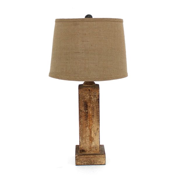 5.5 x 5.5 x 27 Brown Rustic with Round Linen Shade - Table Lamp - Image 3