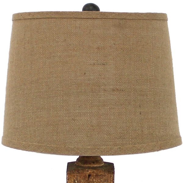 5.5 x 5.5 x 27 Brown Rustic with Round Linen Shade - Table Lamp - Image 4