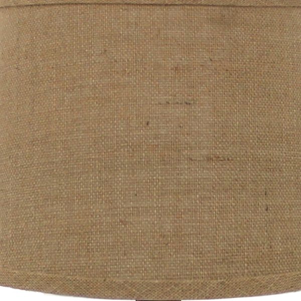 5.5 x 5.5 x 27 Brown Rustic with Round Linen Shade - Table Lamp - Image 5