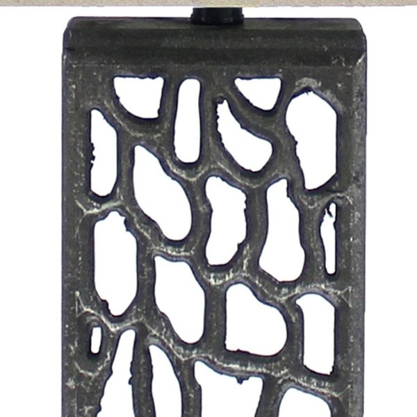 5 x 8 x 28.75 Silver Metal With Multi Mini Grotto Pattern - Table Lamp - Image 4