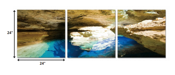 24" Canvas 3 Panels Blue Grotto Color Photo - Image 2