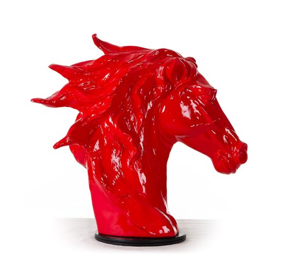 11" Red Polyresin Horse Head Sculpture - Image 2