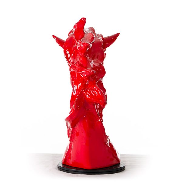 11" Red Polyresin Horse Head Sculpture - Image 4