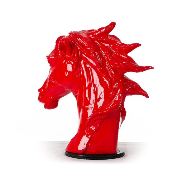 11" Red Polyresin Horse Head Sculpture - Image 5