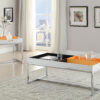 End Table, White & Chrome - Metal Tube, High Density  White & Chrome