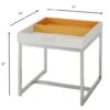 End Table, White & Chrome - Metal Tube, High Density  White & Chrome - Image 2