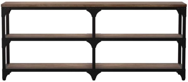72" Rustic Weathered Oak Finish Console Storage Table - Image 3