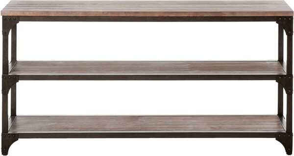 60" Rustic Weathered Oak Console Storage Table