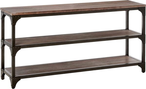 60" Rustic Weathered Oak Console Storage Table - Image 2
