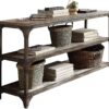 60" Rustic Weathered Oak Console Storage Table - Image 3