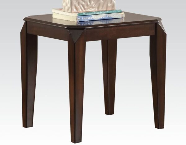 Faceted Corner Walnut Square End Table - Image 2