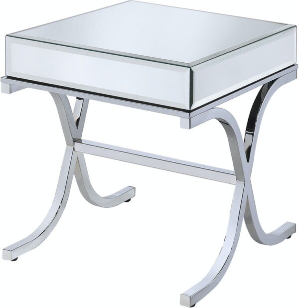 21" X 21" X 22" Mirrored Top And Chrome End Table - Image 2