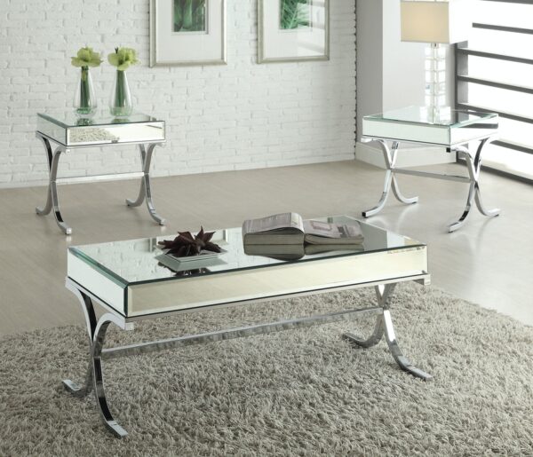 21" X 21" X 22" Mirrored Top And Chrome End Table - Image 3