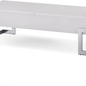 47" X 20" X 14" White And Chrome Particle Board Coffee Table