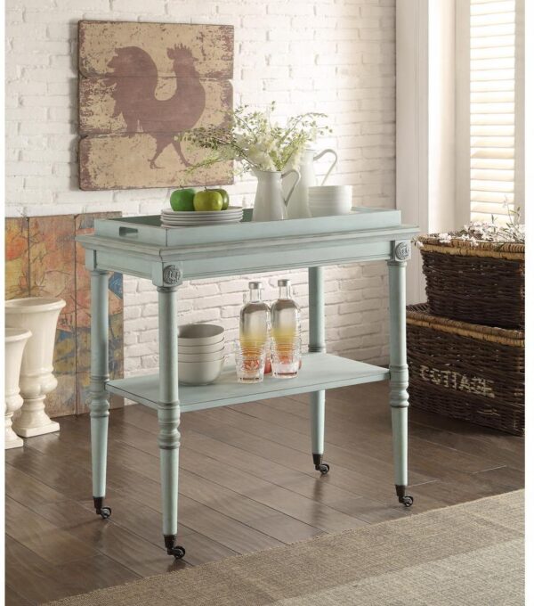 30" X 18" X 32" Antique Green Mdf Tray Table - Image 2